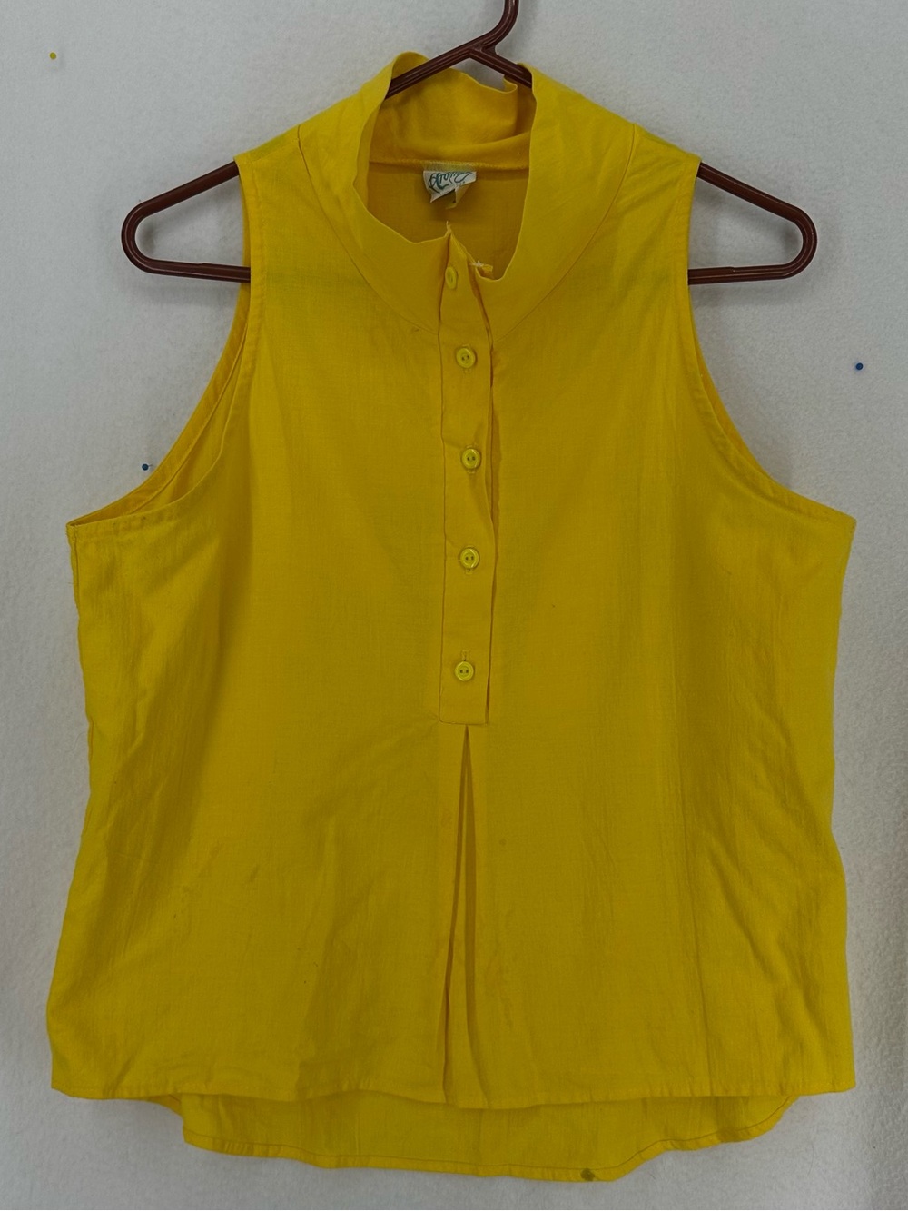Vintage Ardmore Yellow Sleeveless Mock Neck Blouse Top USA Made Medium